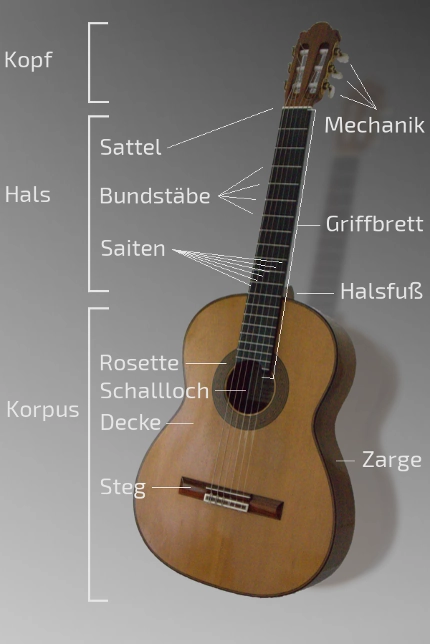Bestandteile der Gitarre